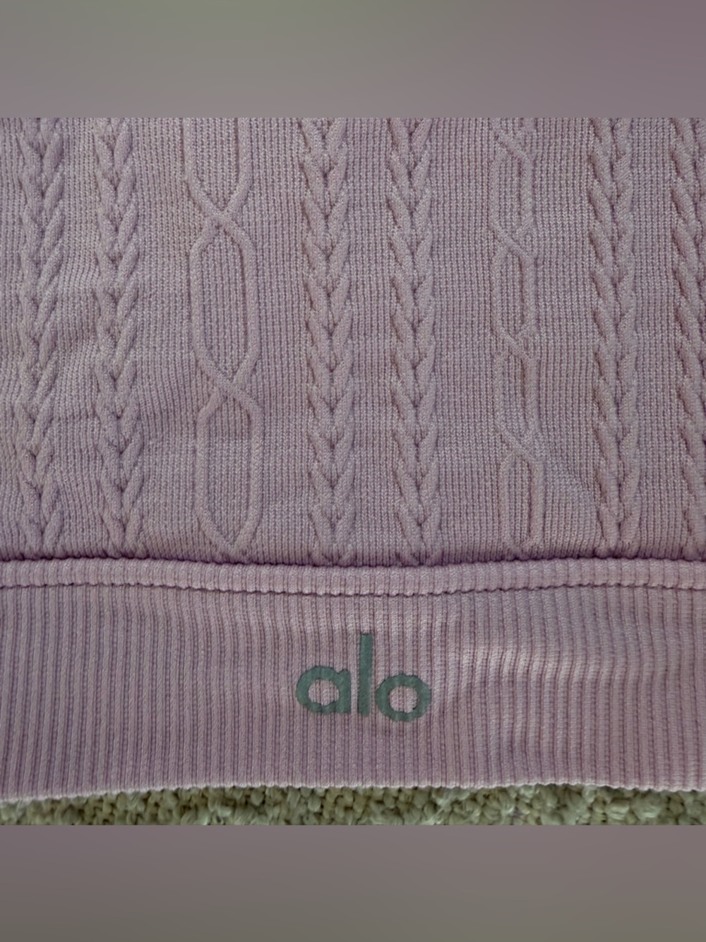 ALO Yoga Lilac Seamless Cable Knit Sports Bra S/P | Matching Set Available - Picture 2 of 4